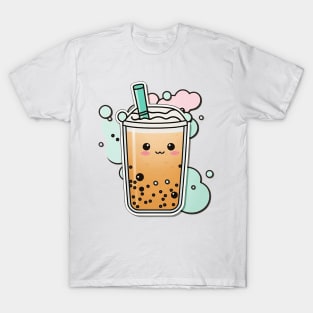 Cute Bubble Tea Cartoon Anime Boba Drawing T-Shirt